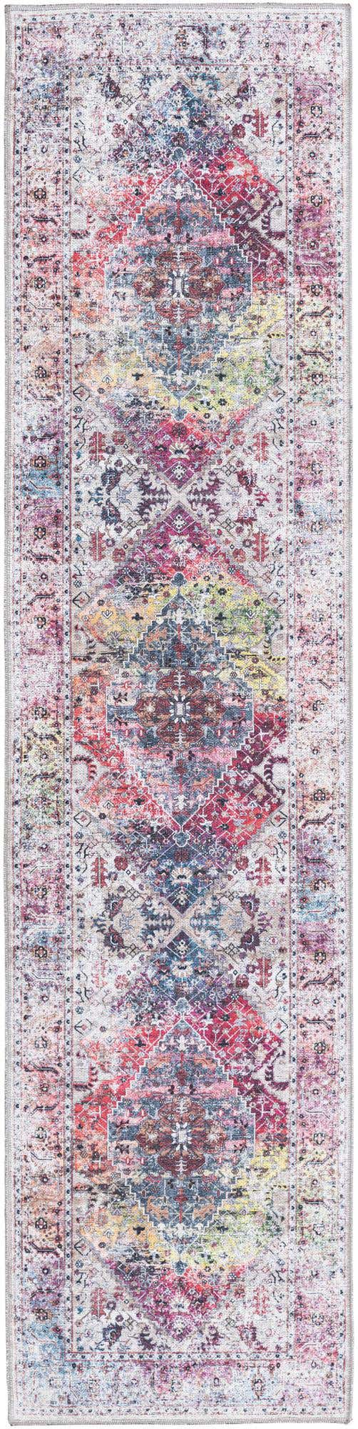 Washable Multicolor 2' x 8' Yara Runner Area Rug Easy to Clean Stain Resistant & Durable Polyester & Chenille Carpet for Sale at Rug Engine