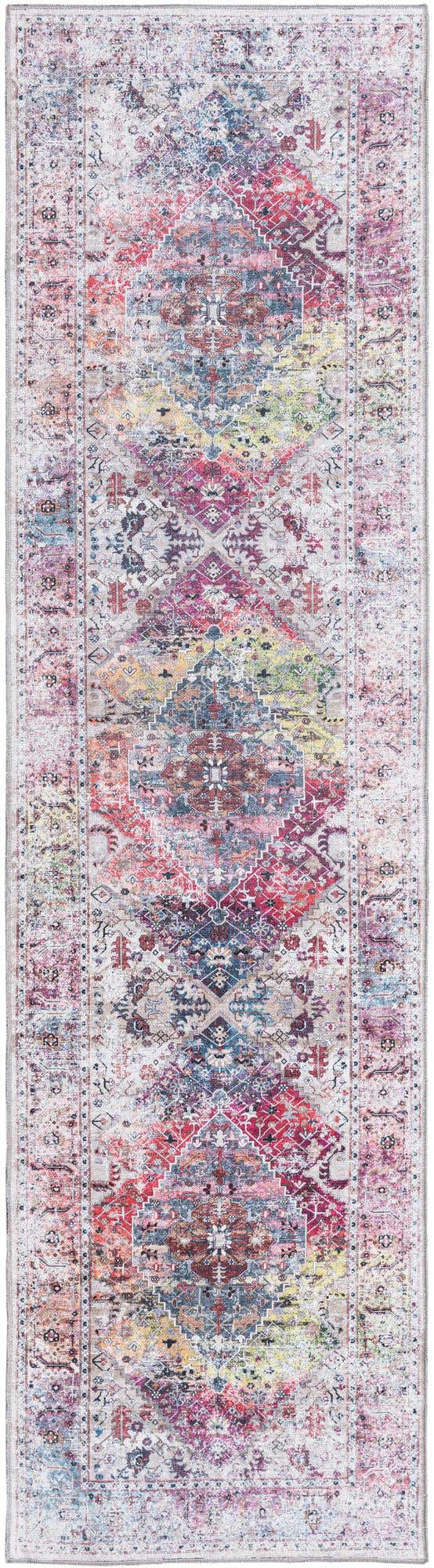 Washable Multicolor 2' 7 x 10' Yara Runner Area Rug Easy to Clean Stain Resistant & Durable Polyester & Chenille Carpet for Sale at Rug Engine