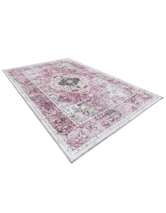 Washable Light Coral Pink 4' x 6' Yara Rectangle Area Rug Easy to Clean Stain Resistant & Durable Polyester & Chenille Carpet for Sale at Rug Engine
