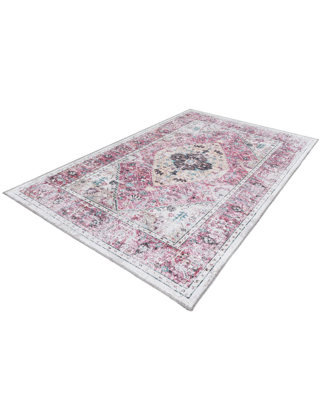 Washable Light Coral Pink 4' x 6' Yara Rectangle Area Rug Easy to Clean Stain Resistant & Durable Polyester & Chenille Carpet for Sale at Rug Engine
