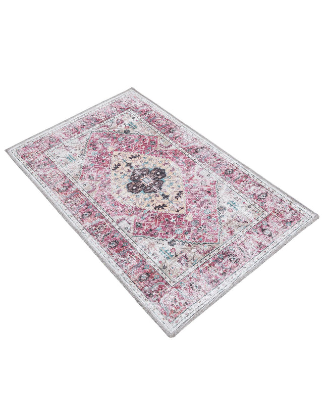 Washable Light Coral Pink 2' x 3' Yara Rectangle Area Rug Easy to Clean Stain Resistant & Durable Polyester & Chenille Carpet for Sale at Rug Engine
