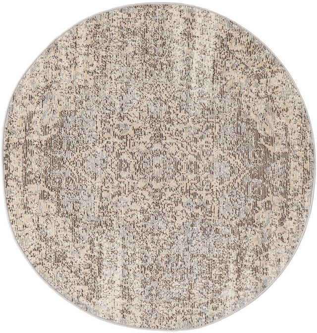 Multicolor 4' x 4' Charm Round Area Rug 100% Polypropylene With Jute Backing Traditional Vintage Distressed Look Carpet for Living Rooms Dining Office Space for Sale at Rug Engine