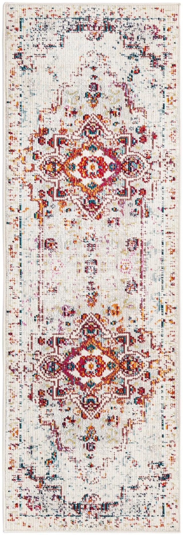 Ivory 2' x 6' Charm Runner Area Rug 100% Polypropylene With Jute Backing Traditional Vintage Distressed Look Carpet for Living Rooms Dining Office Space for Sale at Rug Engine