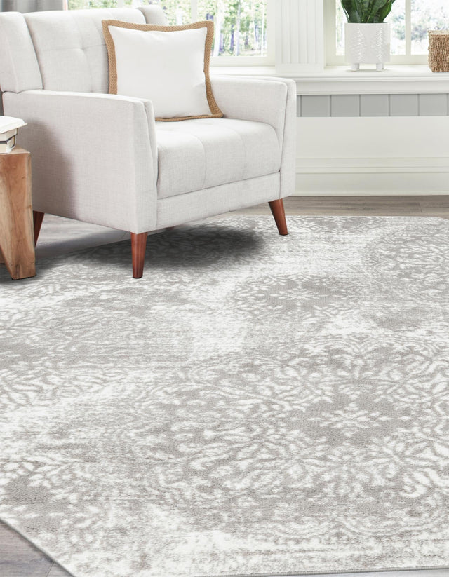 Light Gray 5' 3 x 5' 3 Sofia Octagon Area Rug Durable Easy Clean Stain Resistant Unique Carpet for Affordable Interior Home Design for Sale at Rug Engine
