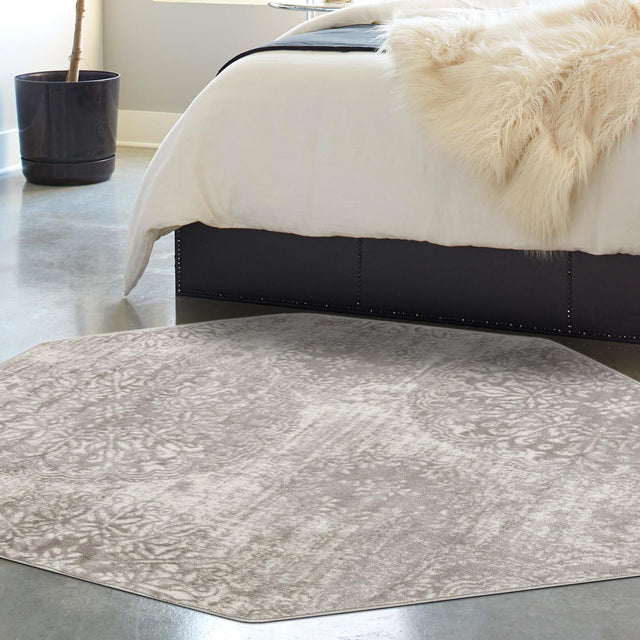 Light Gray 6' 1 x 6' 1 Sofia Octagon Area Rug Durable Easy Clean Stain Resistant Unique Carpet for Affordable Interior Home Design for Sale at Rug Engine