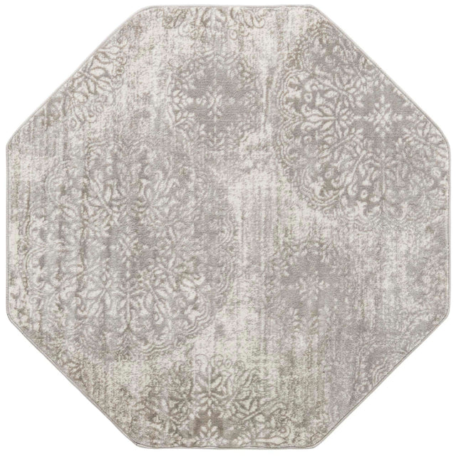 Light Gray 5' 3 x 5' 3 Sofia Octagon Area Rug Durable Easy Clean Stain Resistant Unique Carpet for Affordable Interior Home Design for Sale at Rug Engine