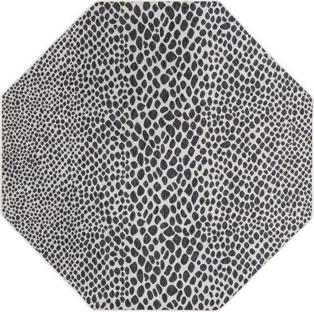 Black 7' 10 x 7' 10 Jill Zarin Outdoor Octagon Area Rug Weather Resistant for Patio, Deck, Terrace, Balcony, Porch Durable 100% Polypropylene Carpet for Outside for Sale at Rug Engine