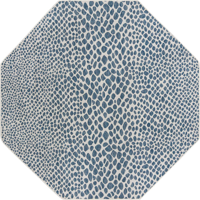 Blue 7' 10 x 7' 10 Jill Zarin Outdoor Octagon Area Rug Weather Resistant for Patio, Deck, Terrace, Balcony, Porch Durable 100% Polypropylene Carpet for Outside for Sale at Rug Engine