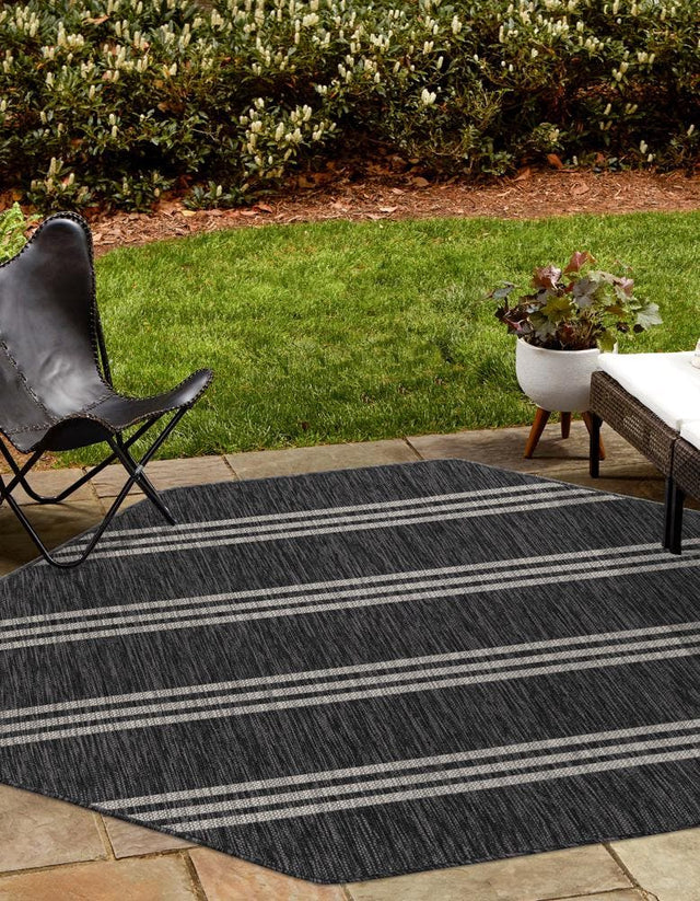 Charcoal 4' 1 x 4' 1 Jill Zarin Outdoor Octagon Area Rug Weather Resistant for Patio, Deck, Terrace, Balcony, Porch Durable 100% Polypropylene Carpet for Outside for Sale at Rug Engine