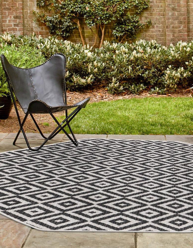Charcoal Gray 7' 10 x 7' 10 Jill Zarin Outdoor Octagon Area Rug Weather Resistant for Patio, Deck, Terrace, Balcony, Porch Durable 100% Polypropylene Carpet for Outside for Sale at Rug Engine