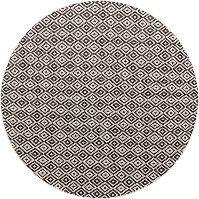 Charcoal Gray 7' 10 x 7' 10 Jill Zarin Outdoor Round Area Rug Weather Resistant for Patio, Deck, Terrace, Balcony, Porch Durable 100% Polypropylene Carpet for Outside for Sale at Rug Engine