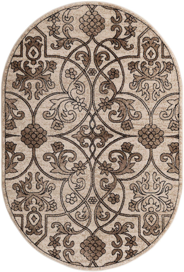 Dark Beige 4' 1 x 6' 1 Rushmore Oval Area Rug 55% Polypropylene & 45% Polyester Durable Quality Carpet for Indoor Home Decorating for Sale at Rug Engine