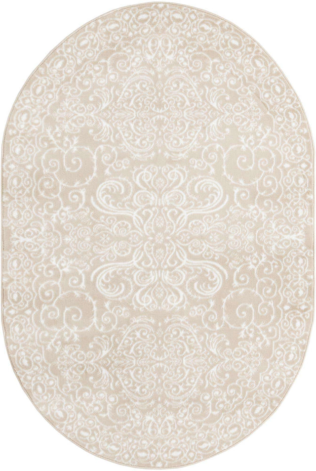 Beige 4' 1 x 6' 1 Rushmore Oval Area Rug 55% Polypropylene & 45% Polyester Durable Quality Carpet for Indoor Home Decorating for Sale at Rug Engine