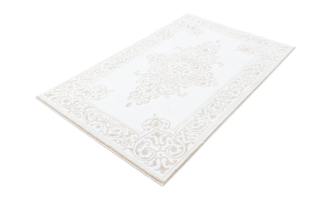 Snow White 3' 3 x 5' Hermitage Rectangle Area Rug 55% Polypropylene & 45% Polyester Easy Clean Stain-Resistant Carpet for Living, Office, Dorm Rooms for Sale at Rug Engine