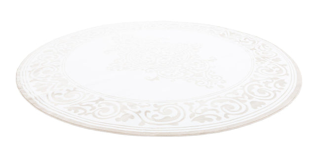 Snow White 10' 8 x 10' 8 Hermitage Round Area Rug 55% Polypropylene & 45% Polyester Easy Clean Stain-Resistant Carpet for Living, Office, Dorm Rooms for Sale at Rug Engine
