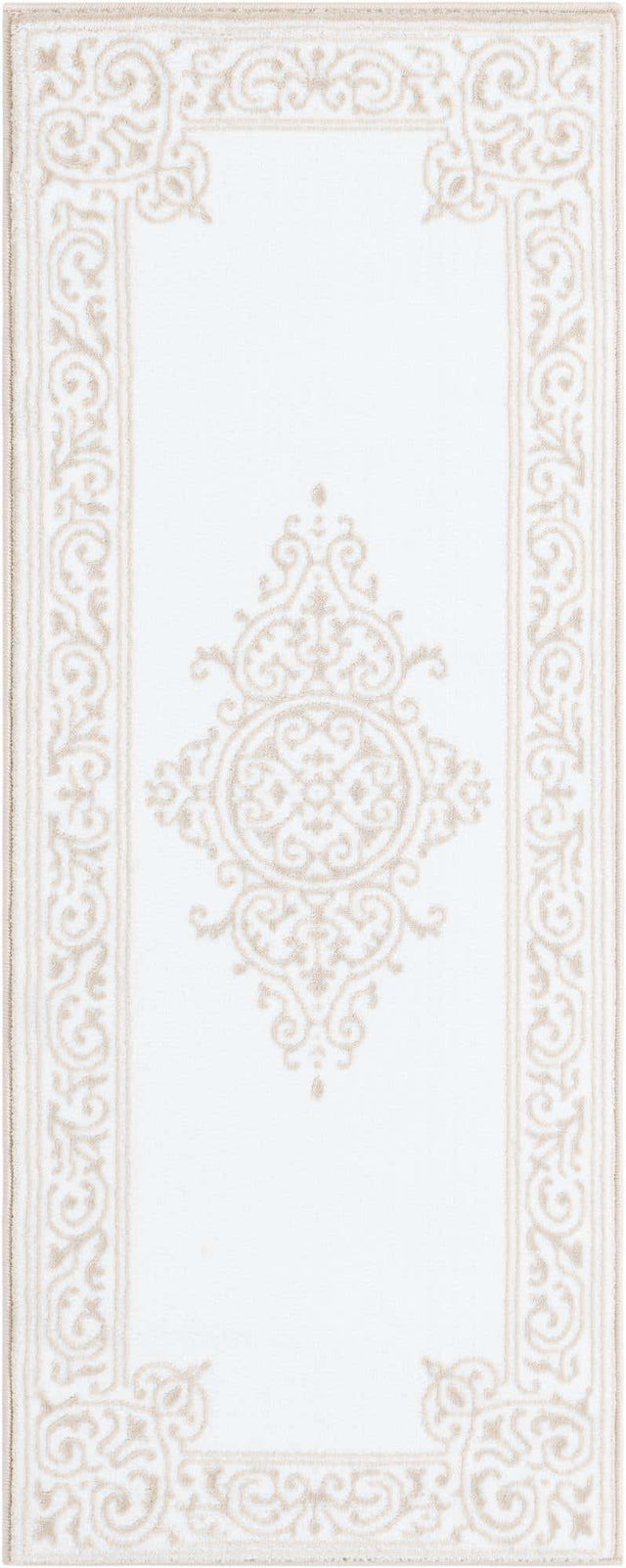 Snow White 2' x 5' Hermitage Runner Area Rug 55% Polypropylene & 45% Polyester Easy Clean Stain-Resistant Carpet for Living, Office, Dorm Rooms for Sale at Rug Engine