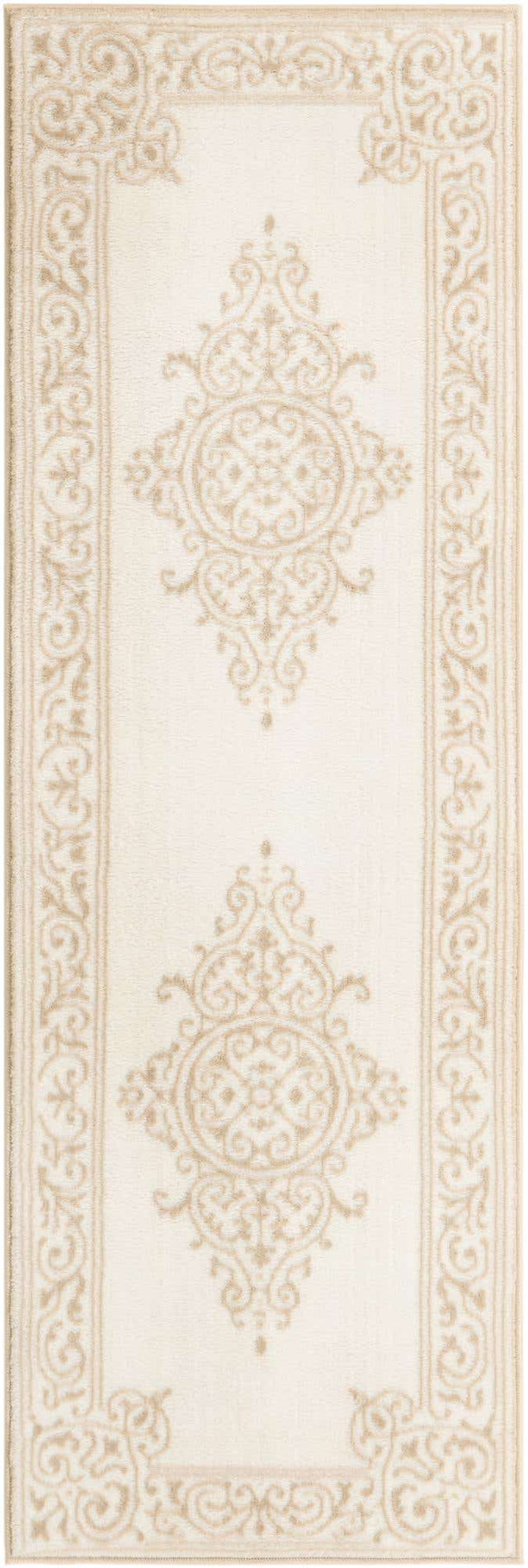 Snow White 2' x 6' Hermitage Runner Area Rug 55% Polypropylene & 45% Polyester Easy Clean Stain-Resistant Carpet for Living, Office, Dorm Rooms for Sale at Rug Engine