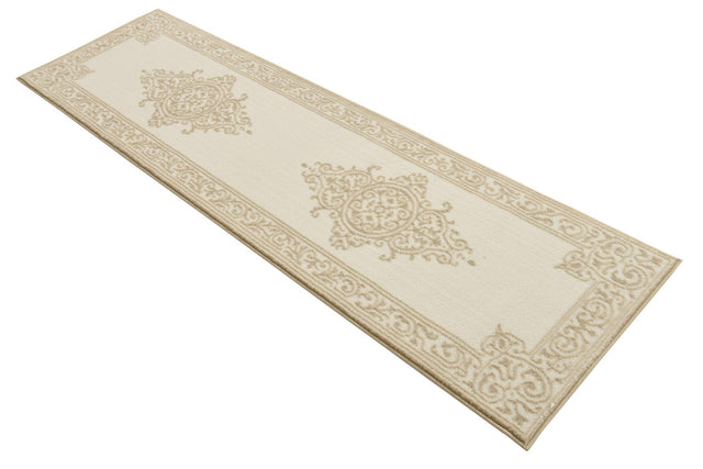 Snow White 2' x 7' Hermitage Runner Area Rug 55% Polypropylene & 45% Polyester Easy Clean Stain-Resistant Carpet for Living, Office, Dorm Rooms for Sale at Rug Engine