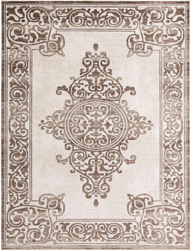 Chocolate Brown 9' x 12' Hermitage Rectangle Area Rug 55% Polypropylene & 45% Polyester Easy Clean Stain-Resistant Carpet for Living, Office, Dorm Rooms for Sale at Rug Engine