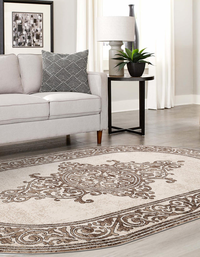 Chocolate Brown 2' x 3' Hermitage Oval Area Rug 55% Polypropylene & 45% Polyester Easy Clean Stain-Resistant Carpet for Living, Office, Dorm Rooms for Sale at Rug Engine