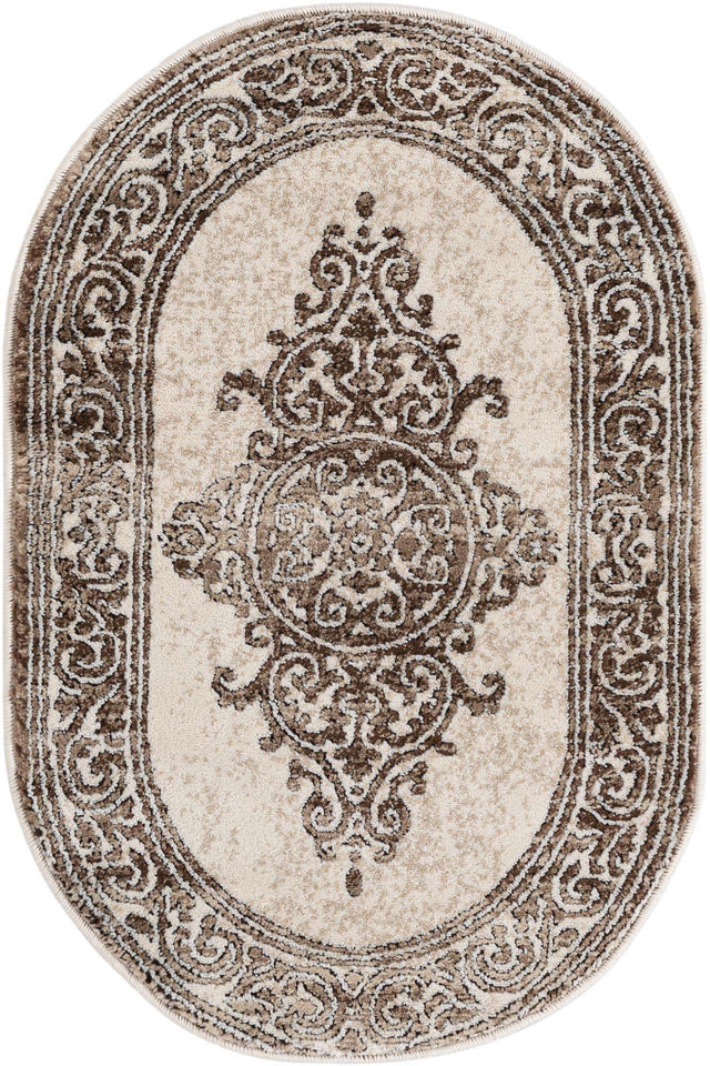 Chocolate Brown 2' x 3' Hermitage Oval Area Rug 55% Polypropylene & 45% Polyester Easy Clean Stain-Resistant Carpet for Living, Office, Dorm Rooms for Sale at Rug Engine