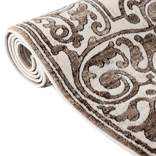 Chocolate Brown 5' 3 x 5' 3 Hermitage Octagon Area Rug 55% Polypropylene & 45% Polyester Easy Clean Stain-Resistant Carpet for Living, Office, Dorm Rooms for Sale at Rug Engine