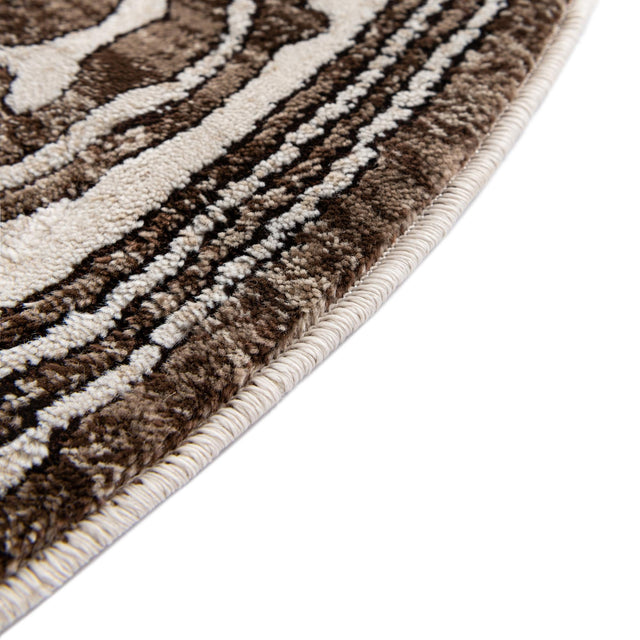 Chocolate Brown 6' x 6' Hermitage Round Area Rug 55% Polypropylene & 45% Polyester Easy Clean Stain-Resistant Carpet for Living, Office, Dorm Rooms for Sale at Rug Engine
