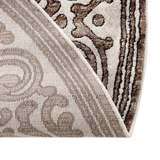 Chocolate Brown 6' x 6' Hermitage Round Area Rug 55% Polypropylene & 45% Polyester Easy Clean Stain-Resistant Carpet for Living, Office, Dorm Rooms for Sale at Rug Engine
