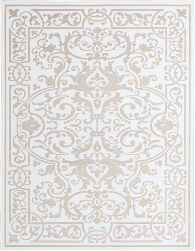 Snow White 9' x 12' Hermitage Rectangle Area Rug 55% Polypropylene & 45% Polyester Easy Clean Stain-Resistant Carpet for Living, Office, Dorm Rooms for Sale at Rug Engine