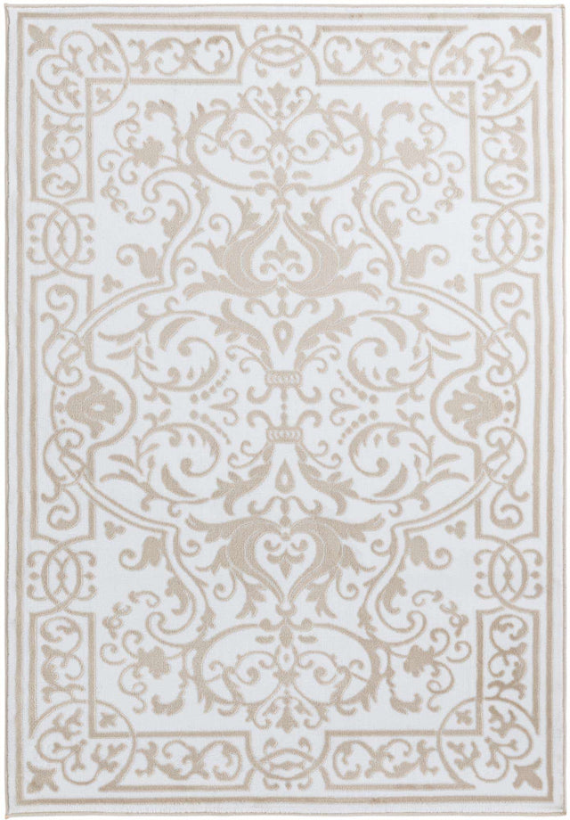 Snow White 4' x 6' Hermitage Rectangle Area Rug 55% Polypropylene & 45% Polyester Easy Clean Stain-Resistant Carpet for Living, Office, Dorm Rooms for Sale at Rug Engine