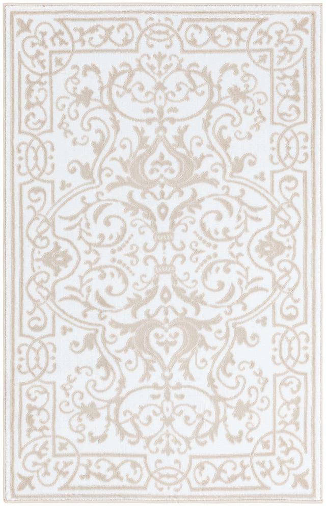 Snow White 3' 3 x 5' 3 Hermitage Rectangle Area Rug 55% Polypropylene & 45% Polyester Easy Clean Stain-Resistant Carpet for Living, Office, Dorm Rooms for Sale at Rug Engine