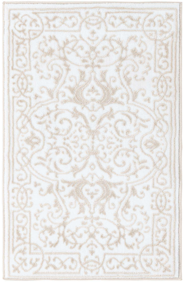 Snow White 2' x 3' Hermitage Rectangle Area Rug 55% Polypropylene & 45% Polyester Easy Clean Stain-Resistant Carpet for Living, Office, Dorm Rooms for Sale at Rug Engine