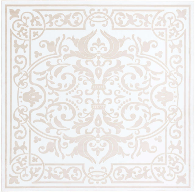 Snow White 10' 8 x 10' 8 Hermitage Square Area Rug 55% Polypropylene & 45% Polyester Easy Clean Stain-Resistant Carpet for Living, Office, Dorm Rooms for Sale at Rug Engine