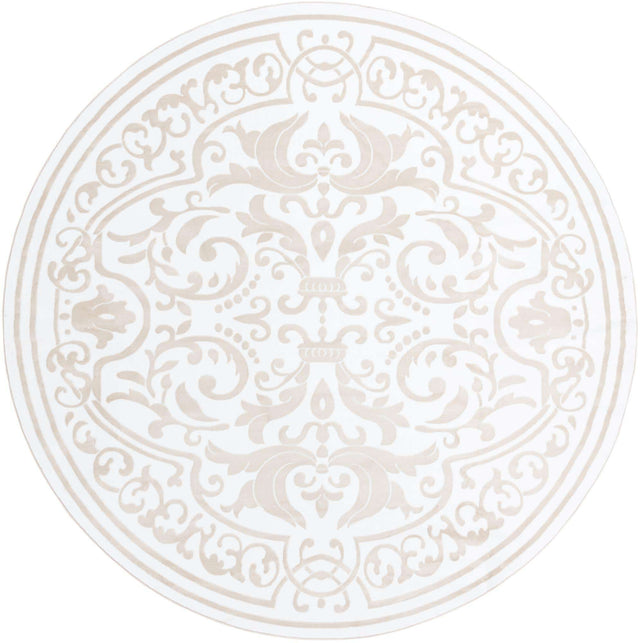 Snow White 10' 8 x 10' 8 Hermitage Round Area Rug 55% Polypropylene & 45% Polyester Easy Clean Stain-Resistant Carpet for Living, Office, Dorm Rooms for Sale at Rug Engine