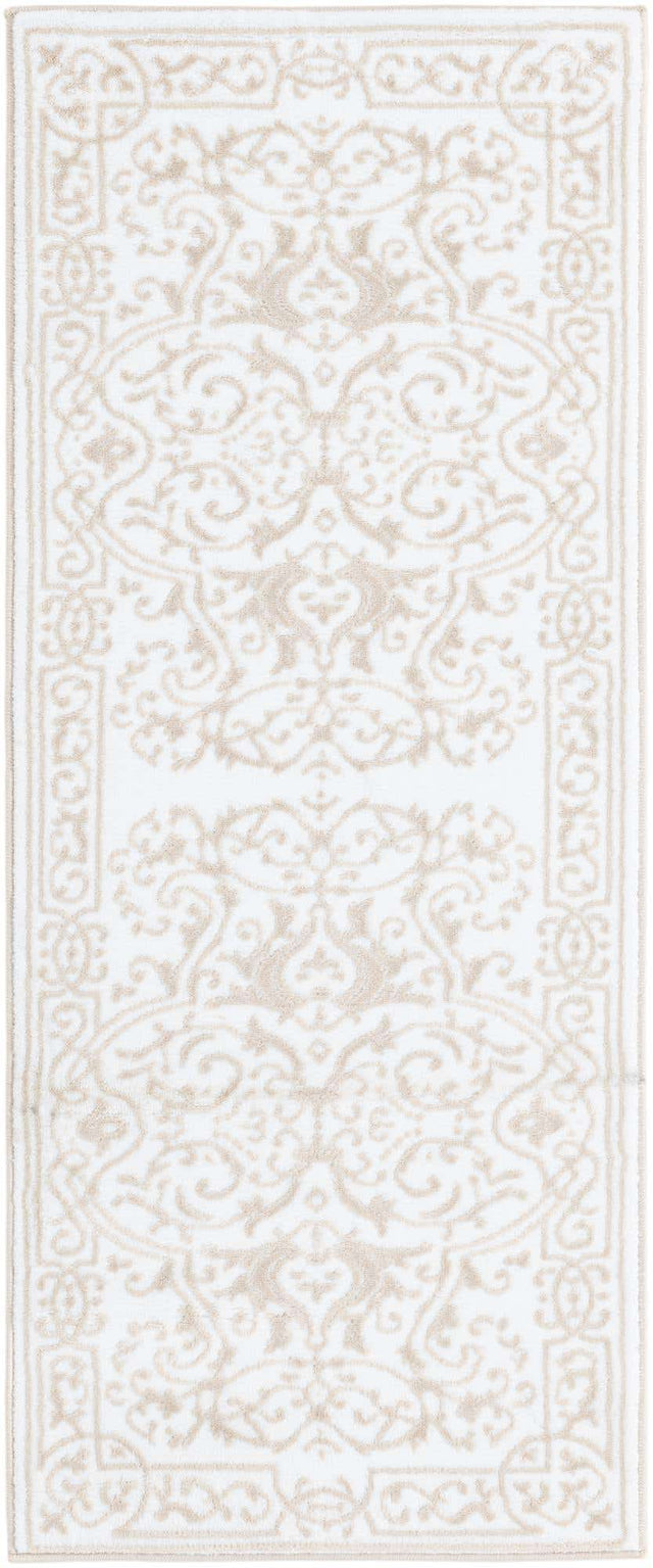 Snow White 2' x 5' Hermitage Runner Area Rug 55% Polypropylene & 45% Polyester Easy Clean Stain-Resistant Carpet for Living, Office, Dorm Rooms for Sale at Rug Engine
