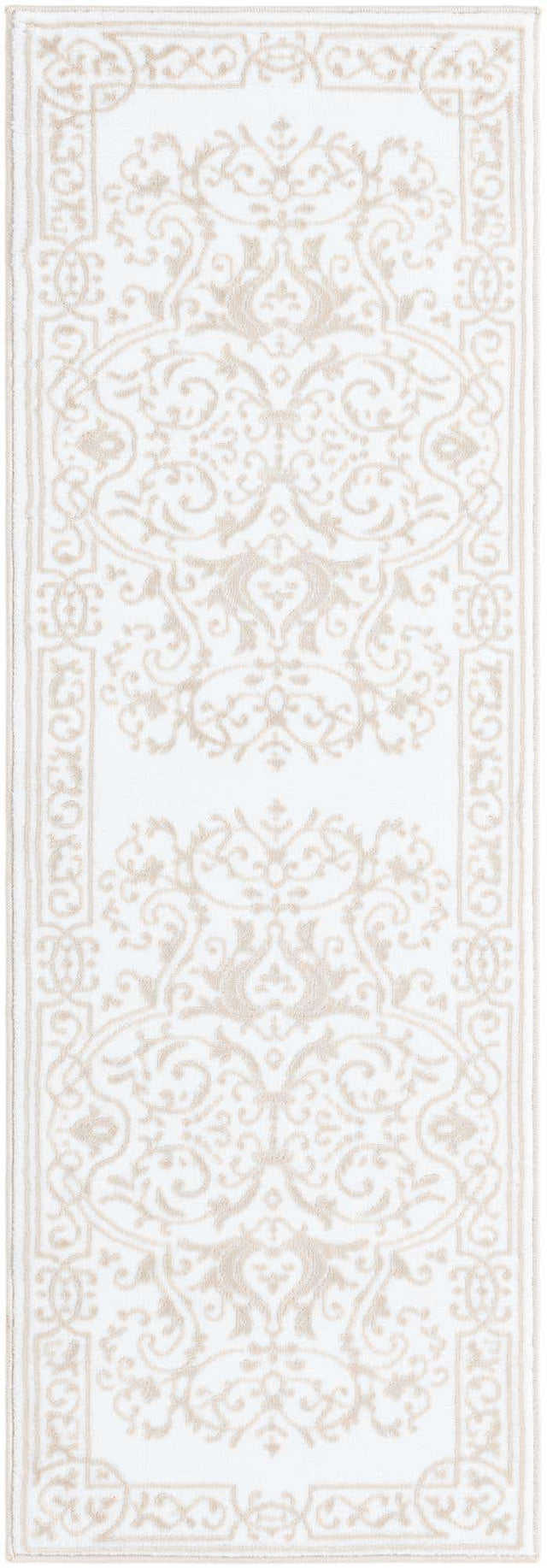 Snow White 2' x 6' Hermitage Runner Area Rug 55% Polypropylene & 45% Polyester Easy Clean Stain-Resistant Carpet for Living, Office, Dorm Rooms for Sale at Rug Engine