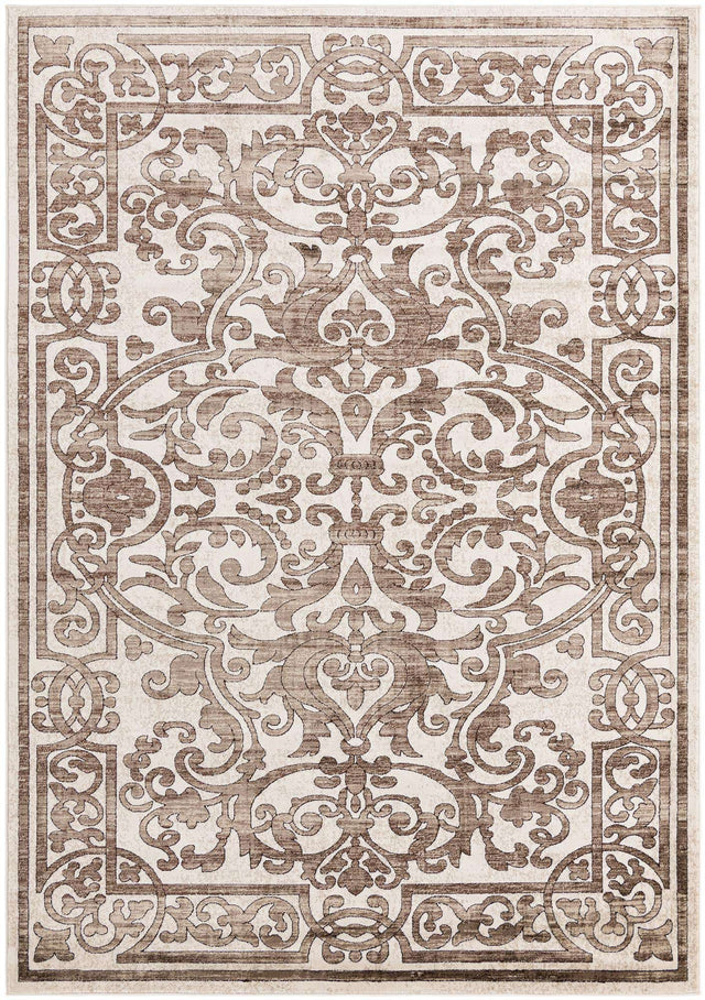 Chocolate Brown 7' x 10' Hermitage Rectangle Area Rug 55% Polypropylene & 45% Polyester Easy Clean Stain-Resistant Carpet for Living, Office, Dorm Rooms for Sale at Rug Engine