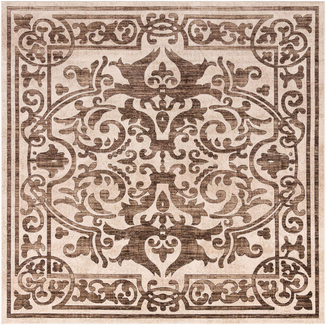Chocolate Brown 10' 8 x 10' 8 Hermitage Square Area Rug 55% Polypropylene & 45% Polyester Easy Clean Stain-Resistant Carpet for Living, Office, Dorm Rooms for Sale at Rug Engine