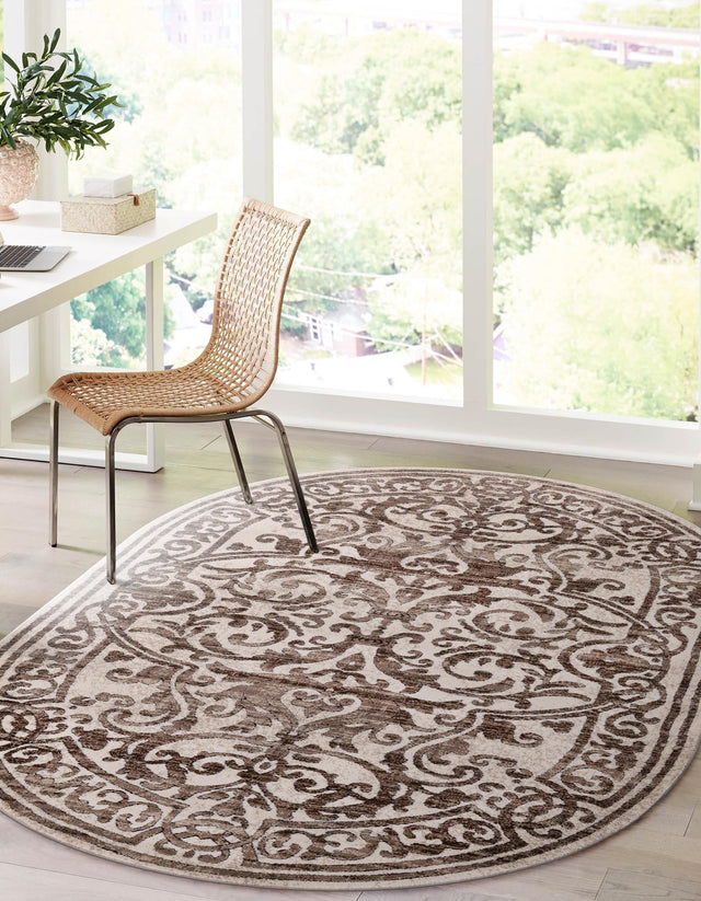 Chocolate Brown 7' x 10' Hermitage Oval Area Rug 55% Polypropylene & 45% Polyester Easy Clean Stain-Resistant Carpet for Living, Office, Dorm Rooms for Sale at Rug Engine