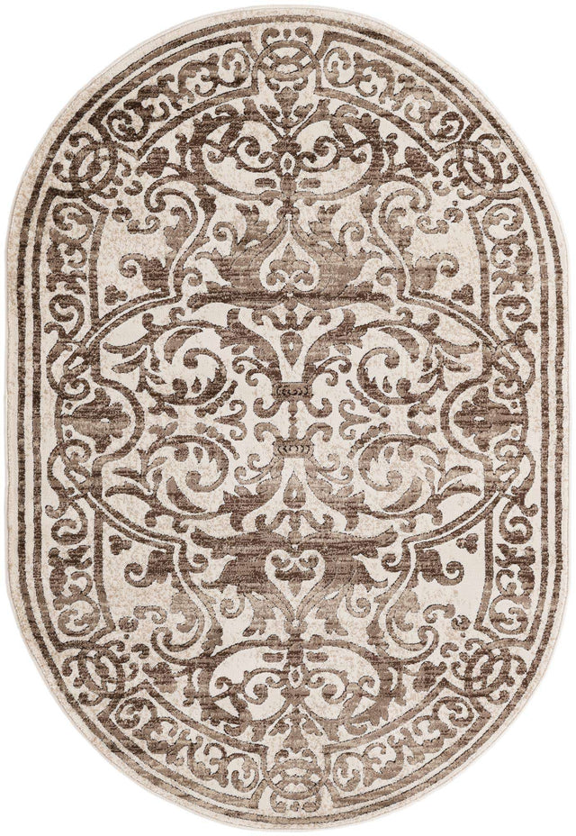 Chocolate Brown 2' x 3' Hermitage Oval Area Rug 55% Polypropylene & 45% Polyester Easy Clean Stain-Resistant Carpet for Living, Office, Dorm Rooms for Sale at Rug Engine