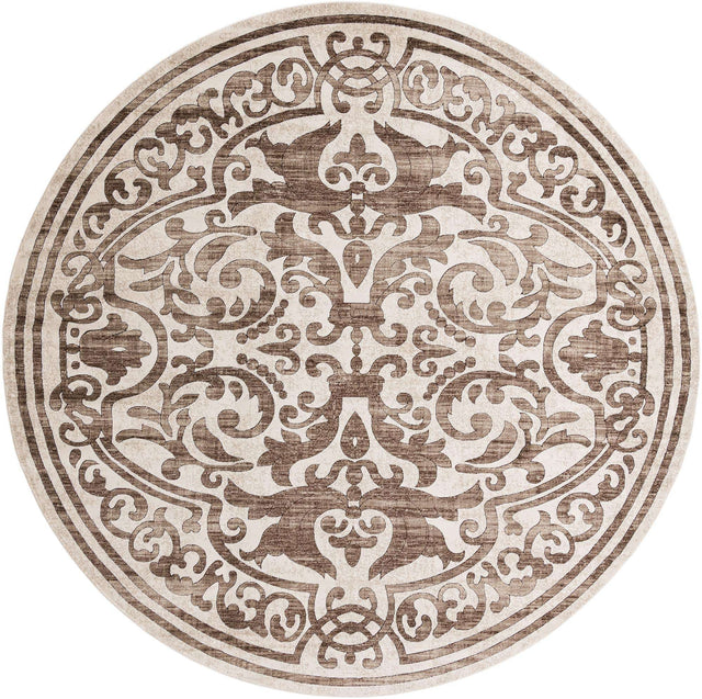 Chocolate Brown 10' 8 x 10' 8 Hermitage Round Area Rug 55% Polypropylene & 45% Polyester Easy Clean Stain-Resistant Carpet for Living, Office, Dorm Rooms for Sale at Rug Engine