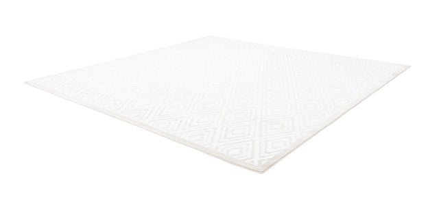 Snow White 10' 8 x 10' 8 Hermitage Square Area Rug 55% Polypropylene & 45% Polyester Easy Clean Stain-Resistant Carpet for Living, Office, Dorm Rooms for Sale at Rug Engine