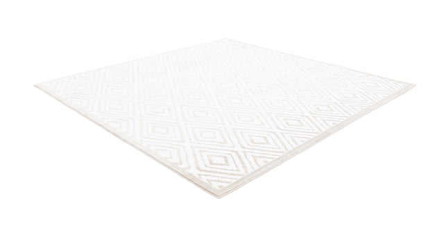 Snow White 7' 10 x 7' 10 Hermitage Square Area Rug 55% Polypropylene & 45% Polyester Easy Clean Stain-Resistant Carpet for Living, Office, Dorm Rooms for Sale at Rug Engine