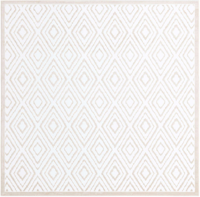 Snow White 7' 10 x 7' 10 Hermitage Square Area Rug 55% Polypropylene & 45% Polyester Easy Clean Stain-Resistant Carpet for Living, Office, Dorm Rooms for Sale at Rug Engine