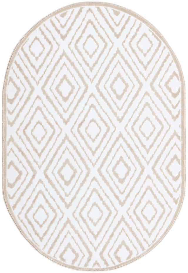 Snow White 4' x 6' Hermitage Oval Area Rug 55% Polypropylene & 45% Polyester Easy Clean Stain-Resistant Carpet for Living, Office, Dorm Rooms for Sale at Rug Engine