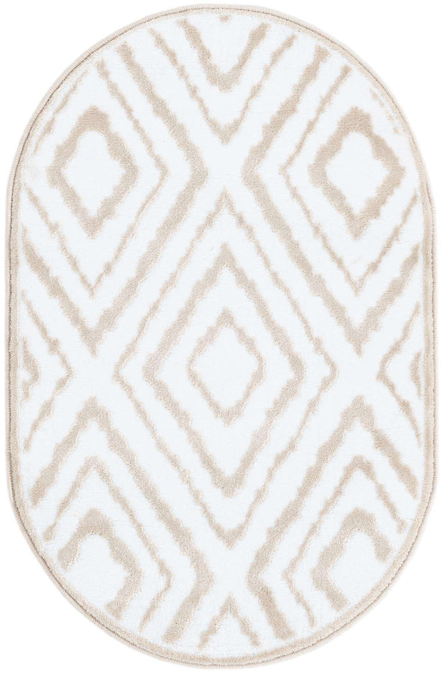Snow White 2' x 3' Hermitage Oval Area Rug 55% Polypropylene & 45% Polyester Easy Clean Stain-Resistant Carpet for Living, Office, Dorm Rooms for Sale at Rug Engine