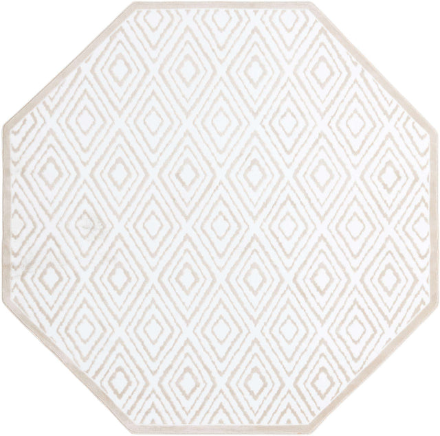Snow White 7' 10 x 7' 10 Hermitage Octagon Area Rug 55% Polypropylene & 45% Polyester Easy Clean Stain-Resistant Carpet for Living, Office, Dorm Rooms for Sale at Rug Engine