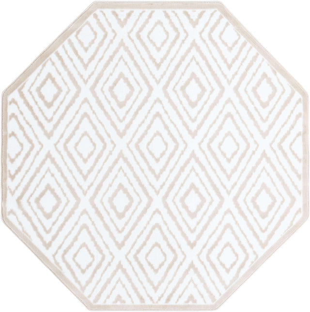 Snow White 5' 3 x 5' 3 Hermitage Octagon Area Rug 55% Polypropylene & 45% Polyester Easy Clean Stain-Resistant Carpet for Living, Office, Dorm Rooms for Sale at Rug Engine