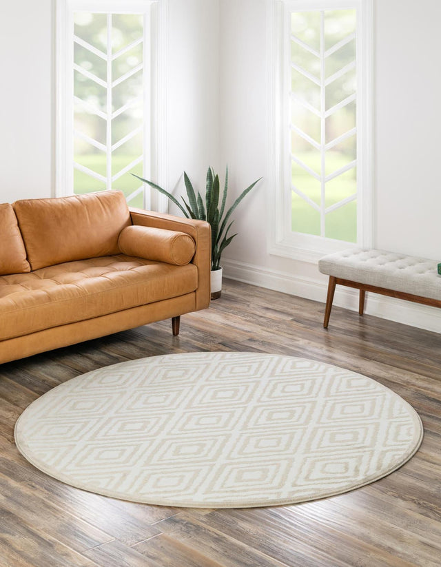Snow White 10' x 10' Hermitage Round Area Rug 55% Polypropylene & 45% Polyester Easy Clean Stain-Resistant Carpet for Living, Office, Dorm Rooms for Sale at Rug Engine