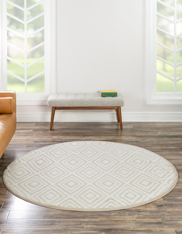 Snow White 10' x 10' Hermitage Round Area Rug 55% Polypropylene & 45% Polyester Easy Clean Stain-Resistant Carpet for Living, Office, Dorm Rooms for Sale at Rug Engine